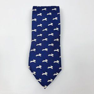 J. McLaughlin Blue & White Dog Print Silk Tie‎